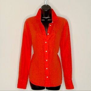 J Crew Orange Linen Shirt